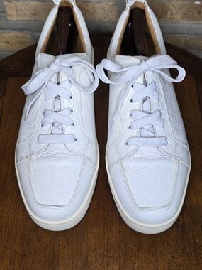 Christian Louboutin Men's Rantulow White Low-Top Lace-Up Sneakers EU46 US12